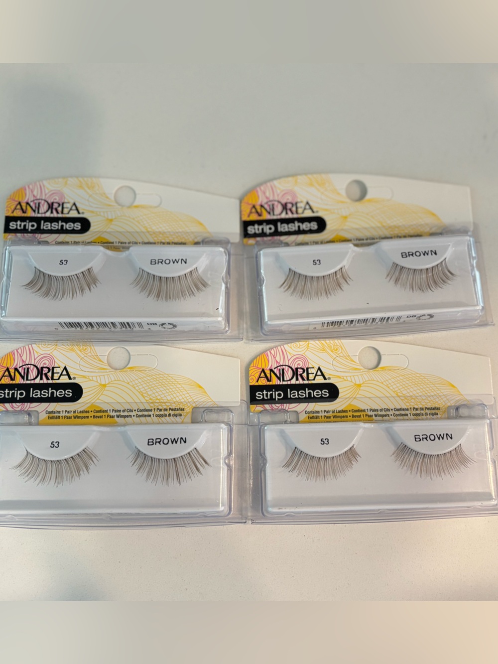 ANDREA FENZI Strip Lashes 53 in Brown - Natural Brown Lashes (4 Packs)